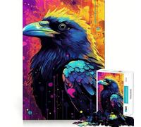 Crow Color Raven Jigsaw Puzzles for Adults1000 Pieces Reason Skill Fine Detail Happy Challenge Art Display (38x26cm)