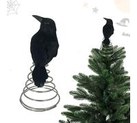 Crow Decoy,Spooky Halloween Tree Ornaments | Decoration Model Birds for Christmas Tree Toppers Party Props Porch Lawn Yard Patio Indoor Outside Pool Garden