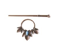 Crow Deer Antlers Moonlight Stone Hairpin Retro Maple Leaf Headwear Hair Accessories(Color2)