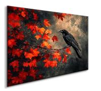Crow Diamond Art Kits for Adults, Maple Leaf 5D Diamond Painting Kits, Diamonds Cross Stitch Crystal Craft Paintin Picture Kit Mosaic Kits for Adults Gem Art Paintings for Home Wall Decor, 20x30CM