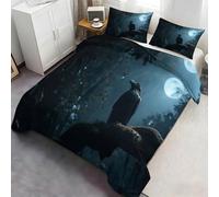 Crow Duvet Cover Double Raven Comforter Cover Dark Forest Crow Comforter Set Gothic Print Bedding Set Soft Microfiber with Pillowcases with Zipper Ties