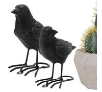 Crow Figurine - Gothic Bird Sculpture, Halloween Raven Decor | Resin Raven Animal Figurine Set for Garden Lawn Courtyard, Realistic Black Bird Model for Outdoor Indoor Horror Theme Display Creepy Home