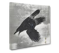 Crow Flying in the Snow by Kawanabe Kyosai Canvas Print | Gallery Wrapped 30mm Frame Wall Art | 20x20 inches | Ready to Hang | Asian Landscape Picture | Living Room Bedroom Lounge Office