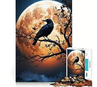 Crow Gazes at The Moon 1000 Piece Puzzle For Teenagers Logic Exercise Precise Joint Family Fun Xmas Gift (50x75cm)