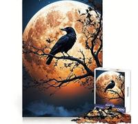 Crow Gazes at The Moon 1000 Piece Puzzle For Teenagers Logic Exercise Precise Joint Family Fun Xmas Gift (50x75cm)