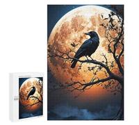 Crow Gazes at The Moon Adult Picture Puzzle, 1000 PCS for Shared Table Time