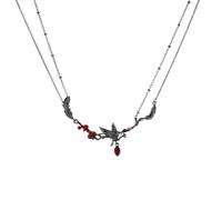 Crow Goth Vampire Earring Gothic Emo Grunge Halloween Vampire Raven Long Necklace For Women Trendy Vintage Jewelry, Standard size, Brass, No Gemstone