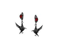 Crow Goth Vampire Earring Gothic Emo Grunge Halloween Vampire Raven Long Necklace For Women Trendy Vintage Jewelry, Standard size, Brass, No Gemstone