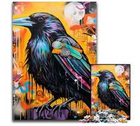 Crow Graffiti 1000-Piece Jigsaw Puzzle Wooden Jigsaw Puzzles for Adults Challenging Brain Teaser - Relaxing Toy for Teenagers 50x75CM/19.68x29.52inch