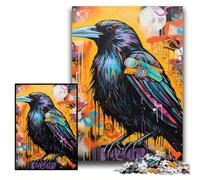 Crow Graffiti Jigsaw Puzzles 1000 Pieces for Adults cardboard Jigsaw Puzzles for Adults Challenging Brain Teaser for Teenagers, Family Game Night Fun Size 26x38cm
