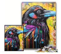 Crow Graffiti Jigsaw Puzzles 1000 Pieces for Adults Puzzles for Adults Family Activity, DIY Home Decor, Size 50x75cm