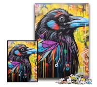 Crow Graffiti Puzzle 1000 Pieces Jigsaw cardboard Jigsaw Puzzles for Adults Interactive Family Game, DIY Home Decor Brain Challenge Gift Size 26x38cm