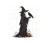 Crow Hag Print Halloween Building Block Puzzle Photo Frame | Build Spooky-Fun Halloween Vibe, Enjoy Relaxing Assembly Time And Display Your Favorite Halloween-Style Artwork
