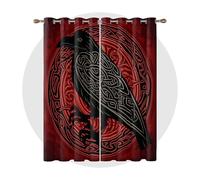 Crow Home Decor - Crow Curtains for Bedroom Living Room - Viking Raven Norse Mythology Blackout Curtains, Gothic Black Bird Eyelet Curtains & Drapes, 46 x 72 Inch (Width x Drop) 2 Panels
