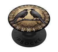 Crow Illustration Norse Rune PopSockets Swappable PopGrip
