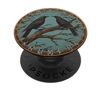 Crow Illustration Norse Rune Raven PopSockets Adhesive PopGrip