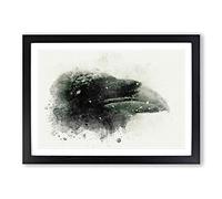 Crow in Alaska in Abstract Framed Print | A2 Black Framed Wall Art | Ready to Hang | Abstract Animal Picture | Living Room Bedroom Lounge Office