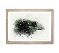 Crow in Alaska in Abstract Framed Print | A2 Oak Framed Wall Art | Ready to Hang | Abstract Animal Picture | Living Room Bedroom Lounge Office