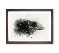 Crow in Alaska in Abstract Framed Print | A2 Walnut Framed Wall Art | Ready to Hang | Abstract Animal Picture | Living Room Bedroom Lounge Office