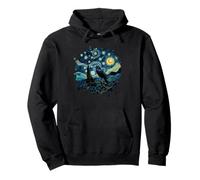Crow in Starry Night Style Van Gogh Painting Raven Lover Pullover Hoodie