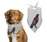 Crow in Sugar Skull Flower Pattern Dog Bandana Puppy Cat Scarfs Bibs Washable Triangle Kerchief Pet Gifts