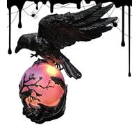Crow Lamp- Crow Light, Artistic Violet LED Desktop Decor, Gothic Dark Violet LED Fantasy Mysterious Home Decor | Glowing Orb Raven Lamp | for Living Room Home Dorm Apartment Table Nightstand