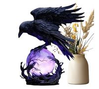 Crow Lamp - Raven's Gothic LED Lamp, Violet LED Fantasy Mysterious Home Decor | Glowing Orb Raven Moonlight Night Light | Decorative Accent For Living Room Home Dorm Apartment Nightstand Bedroom