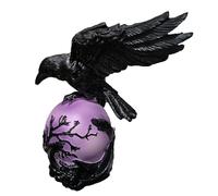 Crow Light Mysterious Artistic Violet LED Desktop Decor - Intricately Sculpted Raven Lamp, Ambient Glowing Orb Figurine | for Bedroom Living Room Home Dorm Apartment Office