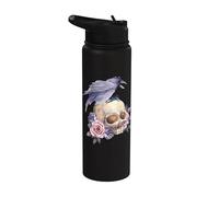 Crow Line Art Crows Raven Bird Ornithologist Birdwatching Stainless Steel Insulated Water Bottle
