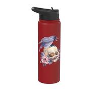 Crow Line Art Crows Raven Bird Ornithologist Birdwatching Stainless Steel Insulated Water Bottle