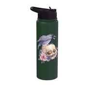 Crow Line Art Crows Raven Bird Ornithologist Birdwatching Stainless Steel Insulated Water Bottle