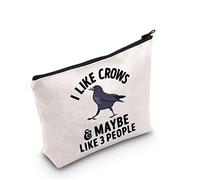 Crow Lover Gift I Like Crows and Maybe 3 People Makeup Bag Crow Mom Cosmetic Bag Raven Bird Lover Gift Bird Watching Zipper Travel Bag (I Like Crows and Maybe)