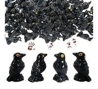 Crow Miniature Decor | Horror Decor Resin Crow Ornament - Animals Ornaments Seasonal Scene Props for Tabletop Windowsill Shelf Mantel Porch Haunted House