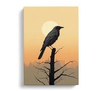 Crow Minimalism Art Canvas Wall Art Print 30x20 Inch