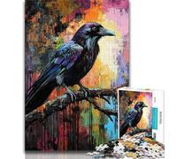 Crow Oil Painting Adult Jigsaw Puzzles 1000,Learning Educational Toys Family Games with Matching Poster And Trivia Sheet 38x26cm