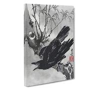 Crow on a Branch by Kawanabe Kyosai Painting Canvas Print | Gallery Wrapped 30mm Frame Wall Art | 30x20 inches | Ready to Hang | Contemporary Picture | Living Room Bedroom Lounge Office