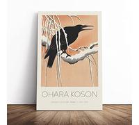 Crow On A Snowy Branch Ohara Koson Canvas Wall Art Print 20x14 Inch