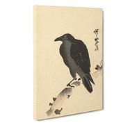 Crow on a Tree Branch by Kawanabe Kyosai Painting Canvas Print | Gallery Wrapped 30mm Frame Wall Art | 30x20 inches | Ready to Hang | Contemporary Landscape Picture | Living Room Bedroom Lounge Office