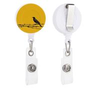 Crow on Barbed Wire Retractable Badge Holder Reel Clip ID Card Holder for Doctor Nurse Student Office Worker