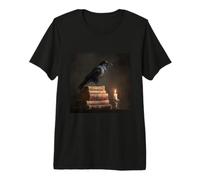 Crow On Books and Candle Gothic Dark Academia Premium T-Shirt
