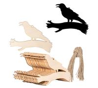 Crow On Branch Wood Unfinished Crow Shaped DIY Wood Halloween Art Unfinished Ornaments for Halloween Christmas Wedding Birthday Party Thanksgiving Day Decoration 20Pcs