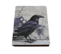 Crow on The Ground A5 Loose Leaf Notebook, Premium PU Leather Refillable 6-Ring Binder Journal, Durable Cover Lined Paper Lay Flat Design for Writing Journaling and Organization