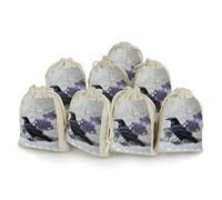 Crow on The Ground Bunches Pocket Cotton And Hemp with Drawstring 8 Pieces Reusable Gift Bags Jewelry Pouch for Wedding DIY Craft Party (4.9 X 6.7 Inch)