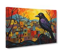 Crow Orphism Canvas Wall Art Print 30x20 Inch