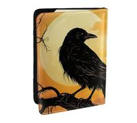 Crow Passport Holder for Travel,RFID Passport Cover Wallet PU Leather Passport Card Holder Case Cute Passport Protector for Women Men