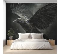 Crow Photo Wallpaper, Animal Bird Raven Wallpaper Mural, 350x256cm Wall Paper for Bedroom Living Room, Non-Woven Wall Mural Room Decor EL&D62