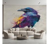 Crow Photo Wallpaper, Animal Bird Raven Wallpaper Mural, 450x315cm Wall Paper for Bedroom Living Room, Non-Woven Wall Mural Room Decor EL&D65