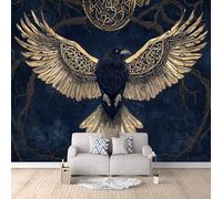 Crow Photo Wallpaper Viking Celtic Knot Raven Wallpaper Wall Mural 300 × 256 cm / 118" × 100.7" - Non-Woven Wall Mural 3D Art Print Bedroom Living Room Decoration Poster