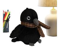 Crow Plush - Animal Figurine with Scarf Cute | Realistic Halloween Stuffed Toy | Cute Soft Stuffed Blackbird, Plush Toy for Birthday Room Home Girls Kids Boys Gift