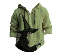 Crow Printing Hoodies Cool Halloween Jumperfor Men Long Sleeve Hooded Sweatshirts 1/4 Button Pullover Loose Fit Sweatshirt Work Hoody Hoodie Holiday Costumes Adult Scary